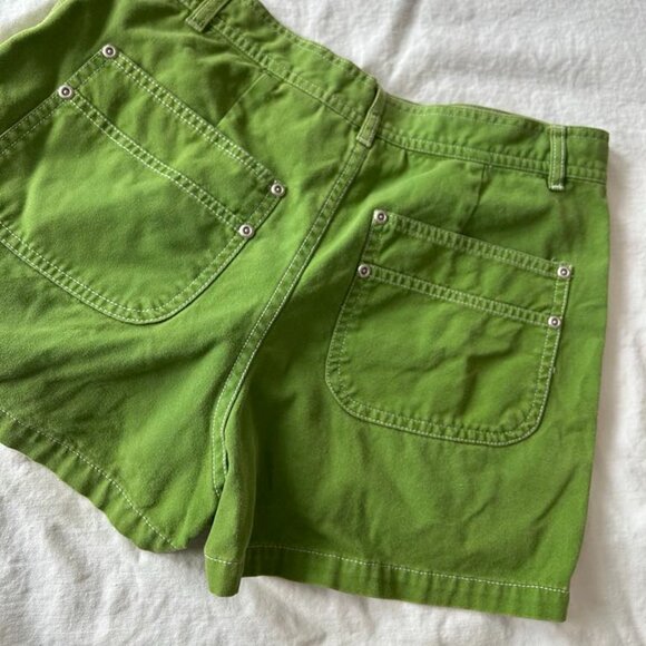 Vintage Compagnie Internationale Express High-Waist Green Cotton Shorts US 7/8 - Picture 1 of 4